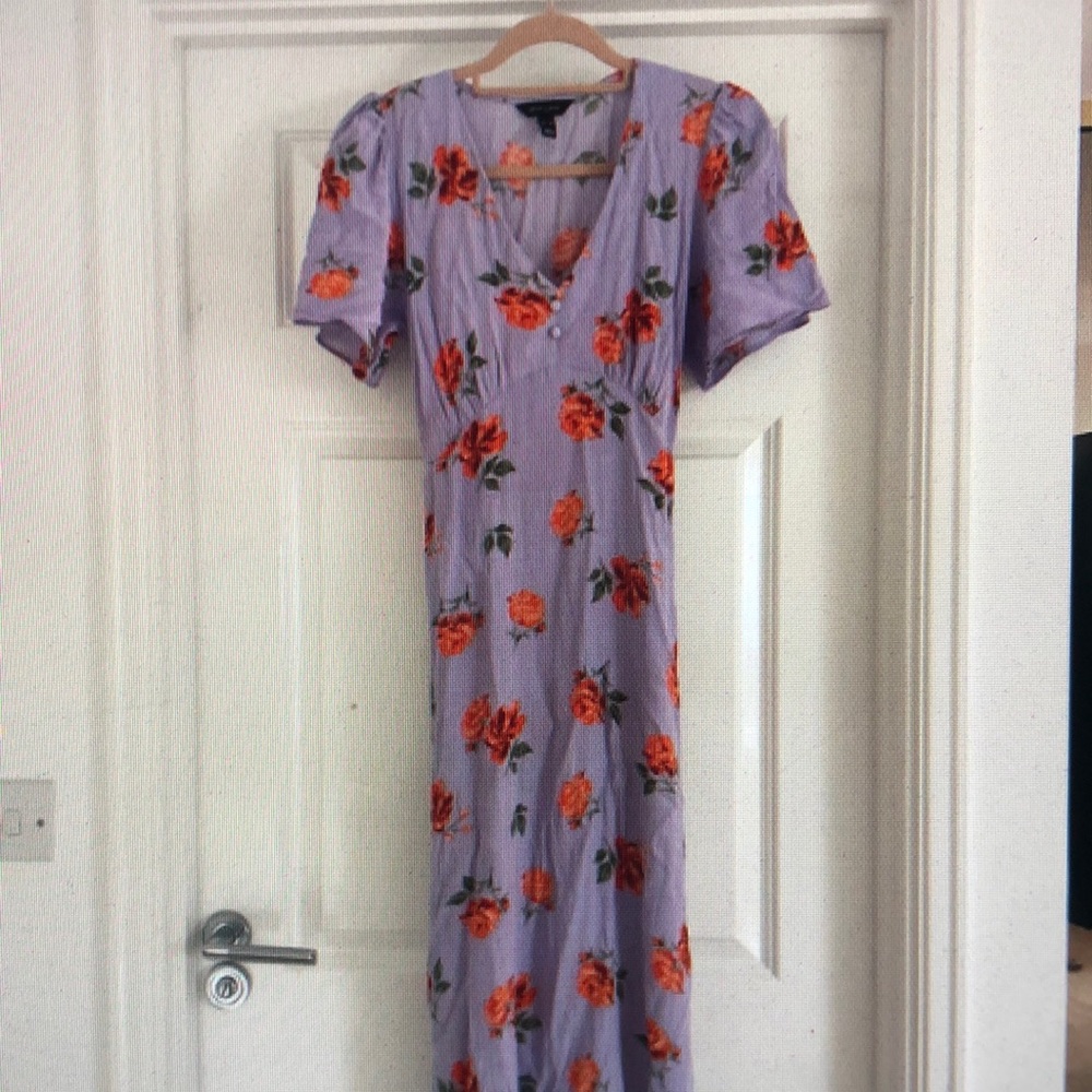 New Look Lavender Dress with Red Floral Print